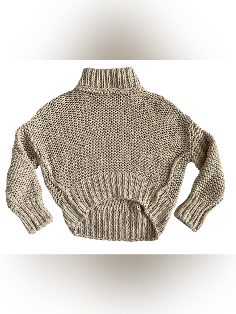 Free People Cropped Chunky knit Turtleneck Sweater - Beige